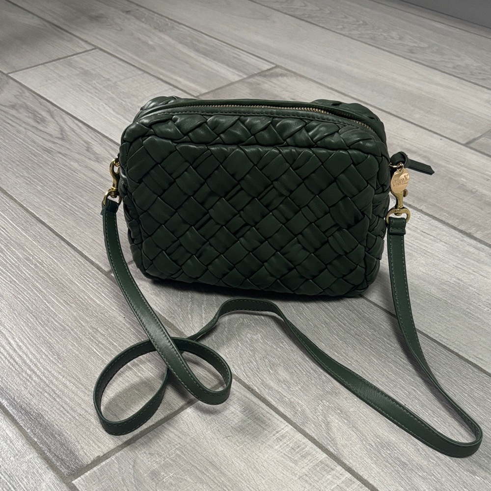Clare V Midi Sac - Army Puffy Woven Crossbody Bag